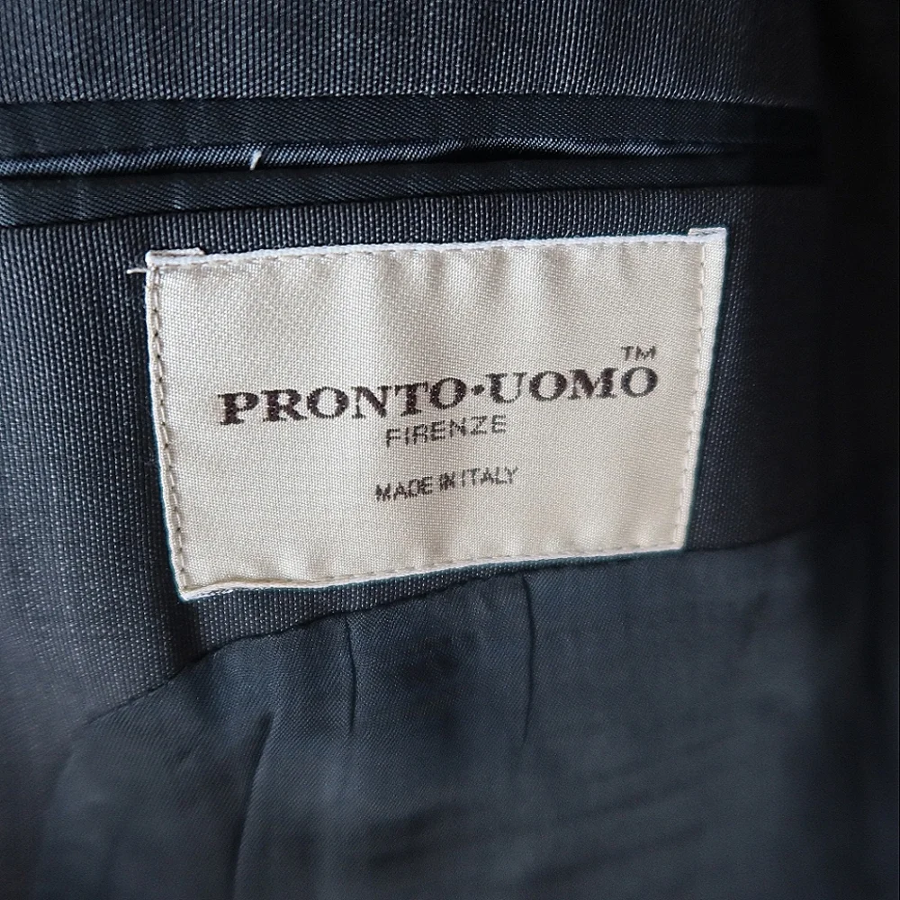 Pronto Uomo Grey Teal Suit Jacket Size 44 Long